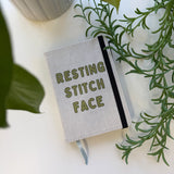 Resting Stitch Face - A6 Linen notebook