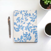 A5 Cotton Bound Notebook - Floral Pale Blu