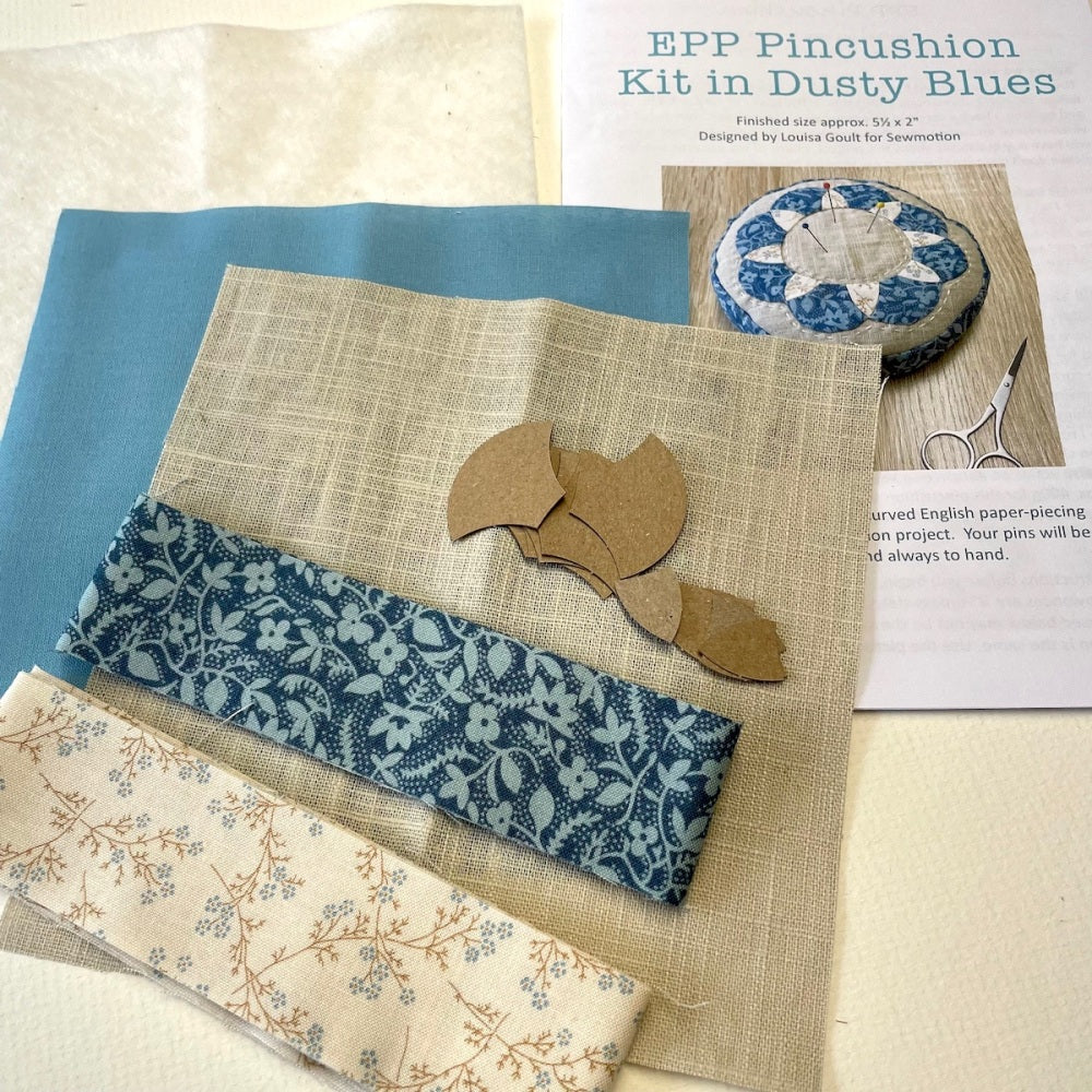 EPP Pincushion Kit in Dusty Blues - Patchwork Pincushion Kit