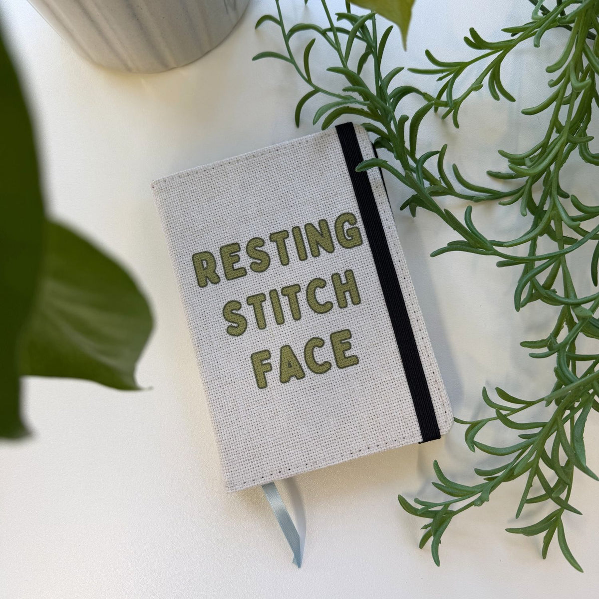Resting Stitch Face - A6 Linen notebook