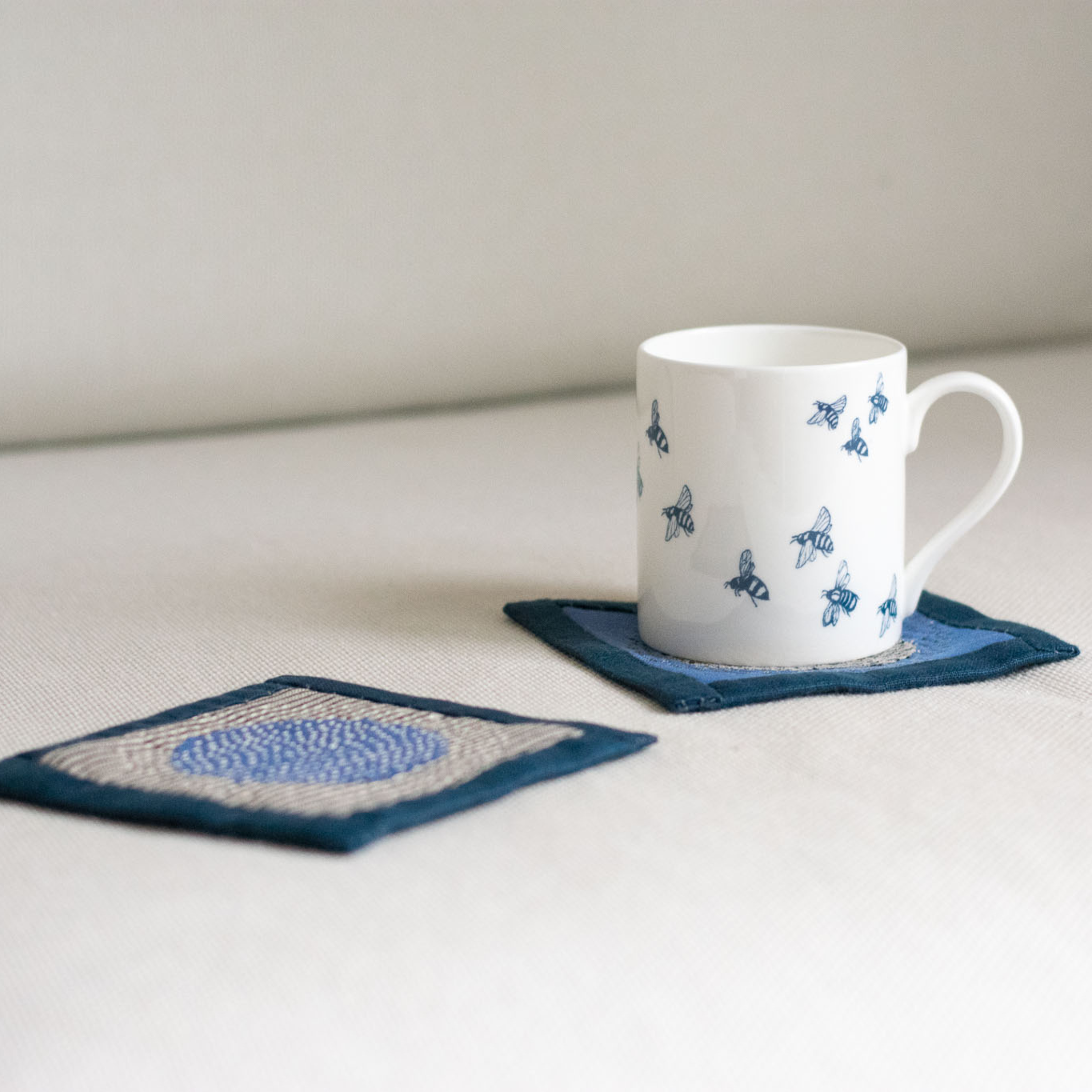 Slow Stitched Linen Coasters Kit, Sewing Project, Craft Kit